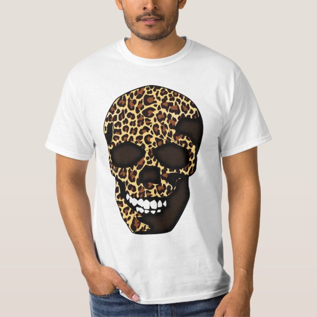 Conception de t-shirt crânien Empreinte de léopard (Devant)