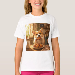 Conception de T-shirt de chien mangeant du poulet