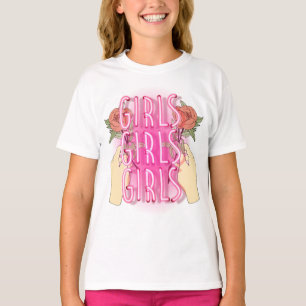 conception de T-shirt de fleurs de filles