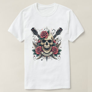 Conception de T-Shirt Tatouage de Crâne Rock & Rol