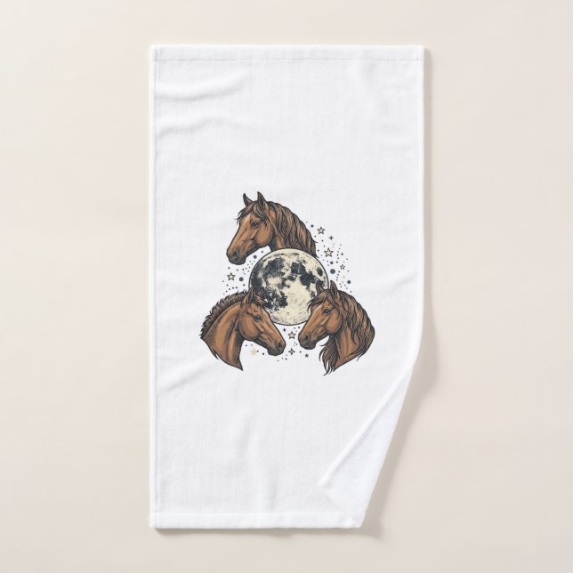 Conception de T-Shirt Vectoriel Cheval Lune Gravée (Serviette à main)
