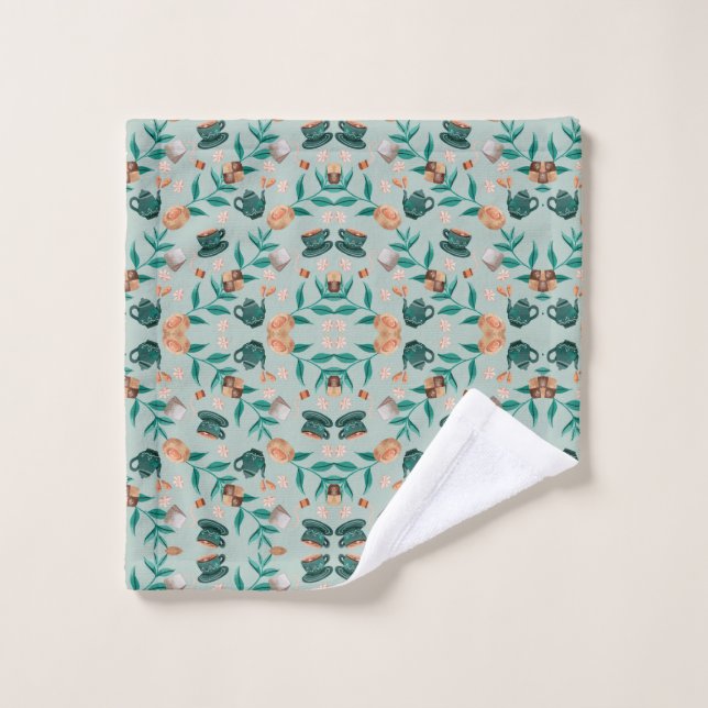Conception de tissu présentant du vert (Gant de toilette)
