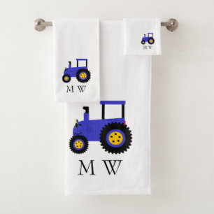 Conception de tracteur bleu avec monogramme