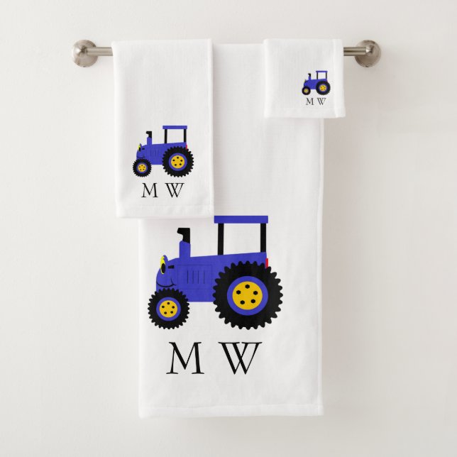 Conception de tracteur bleu avec monogramme (En situation)