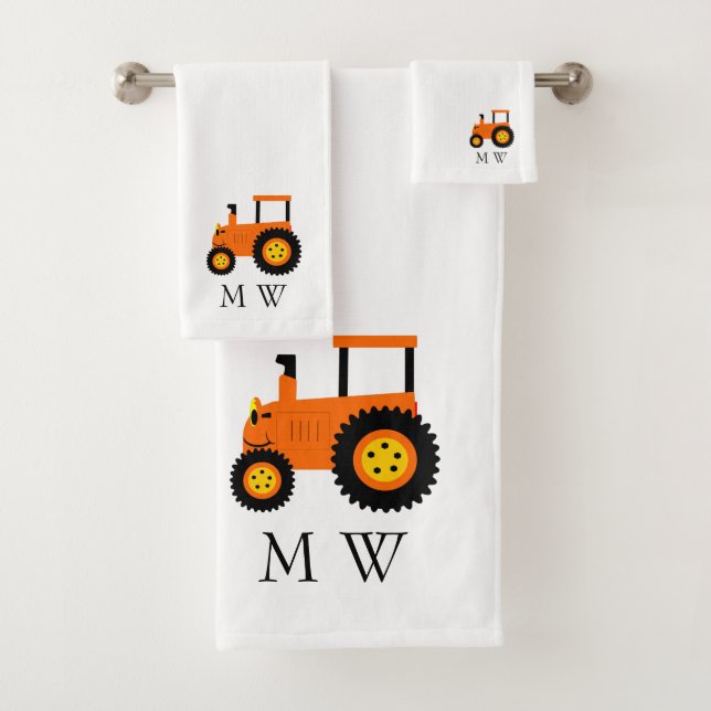 Conception de tracteur orange monogrammé (En situation)
