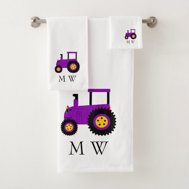 Conception de tracteur violet monogrammé (En situation)