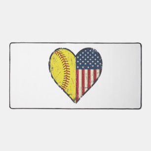 Conception de vecteur vintage de coeur de softball