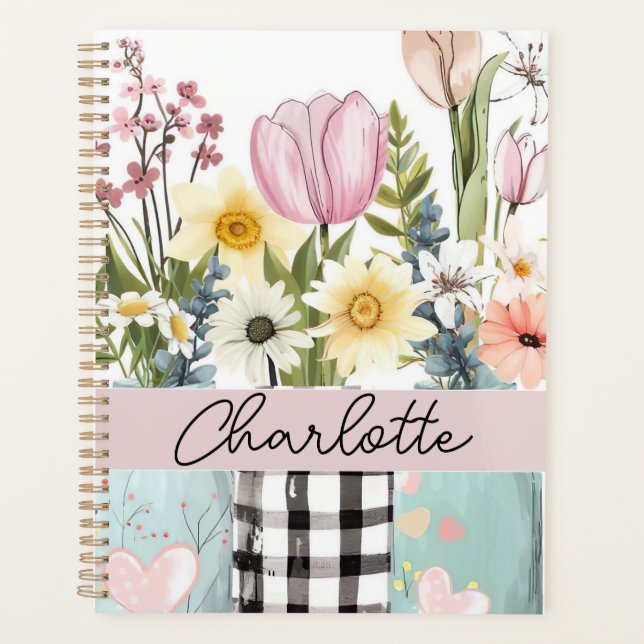 Conception des fleurs de printemps avec nom (Devant)