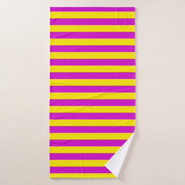 Conception des rayures pourpre et jaune (Serviette de bain)
