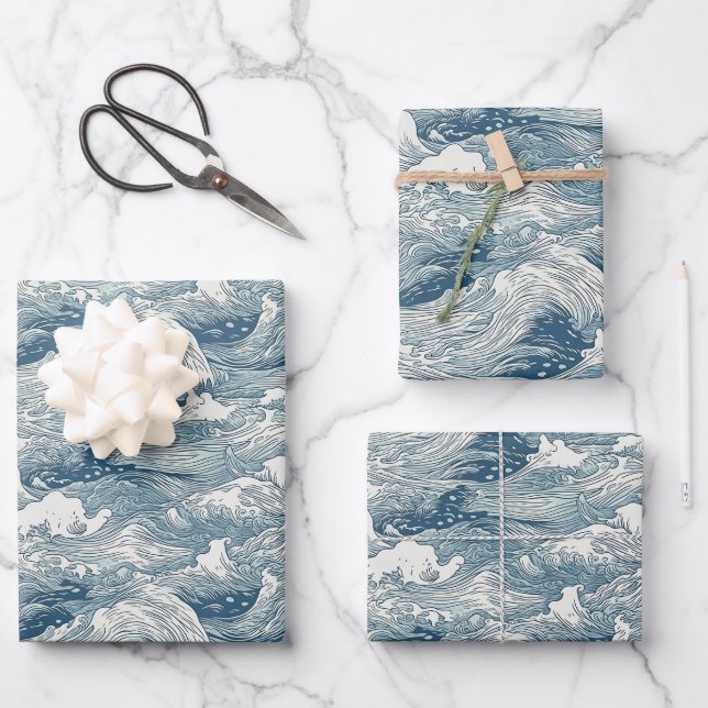 Conception du Motif d'onde japonais pour le papier (Recto)