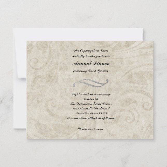 Conception du parchemin Vintage Dîner Invitation (Devant)