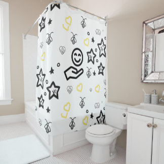 Conception du rideau de douche du coeur jaune