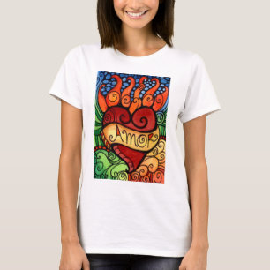 Conception flamboyante de T-shirt de coeur d'Amor