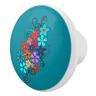Conception florale colorée de bouton en céramique