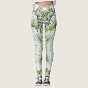 Conception florale verte et blanche Legging de