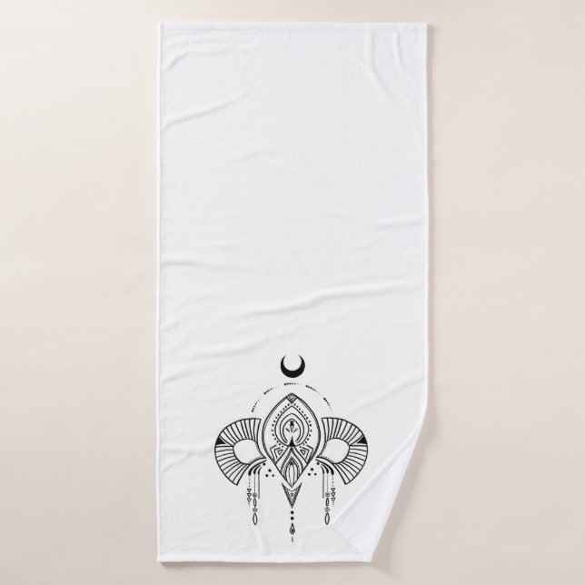 Conception géométrique mystique rétro en noir (Serviette de bain)