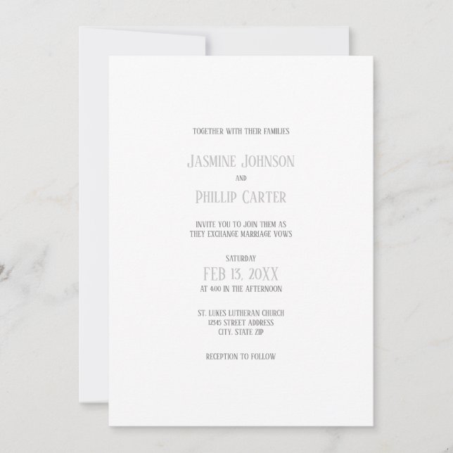 Conception grise simple - Faire-part de mariage (Devant)