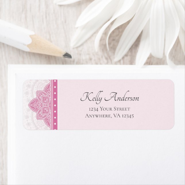 Conception Mandala rose | Adresse de retour person (En situation)