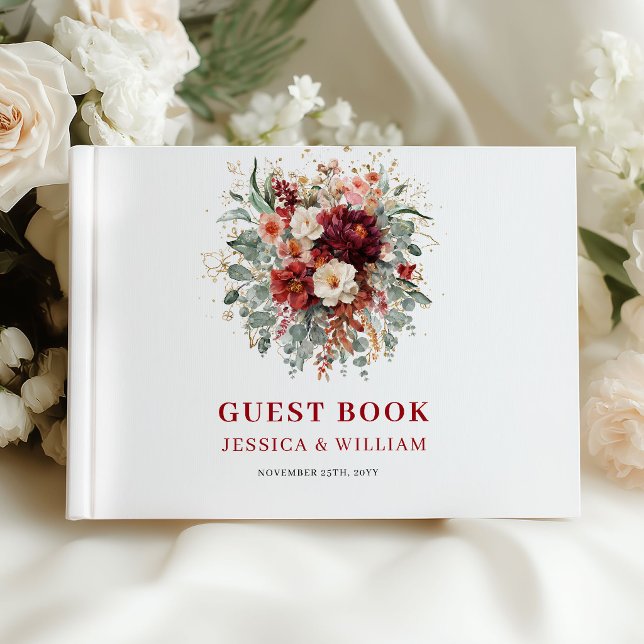 Conception moderne de livre d'or de mariage boho e (Modern Terracotta Boho Wedding Guest Book Design

)