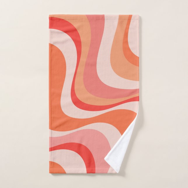 Conception moderne et colorée des vagues rétro (Serviette à main)