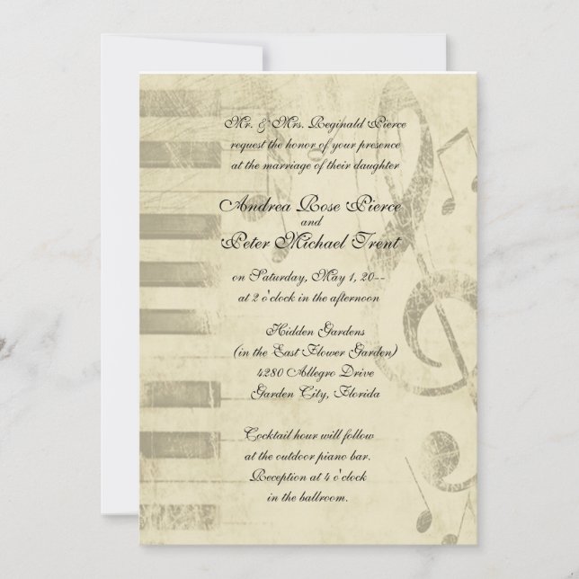 Conception musicale Invitations de mariage (Devant)