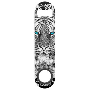 Conception noire et blanche de tigre d'yeux bleus