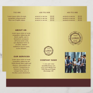 Conception or or rouge foncé, Brochures avec logo