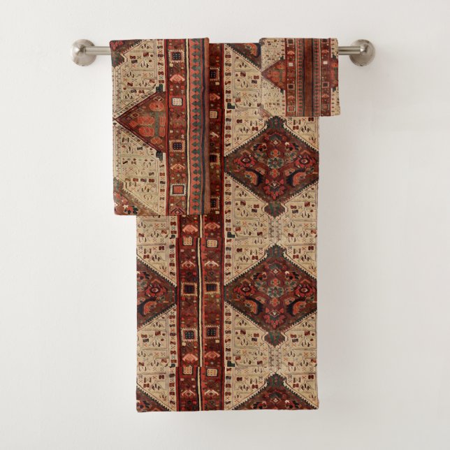 Conception orientale de tapis en orange et crème (En situation)