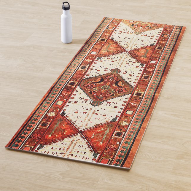 Conception orientale de tapis en orange et crème (En situation)