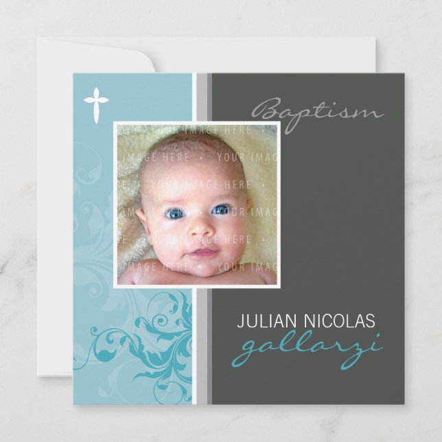 CONCEPTION PERSONNALISÉE :: Invitation de baptême  (Devant)