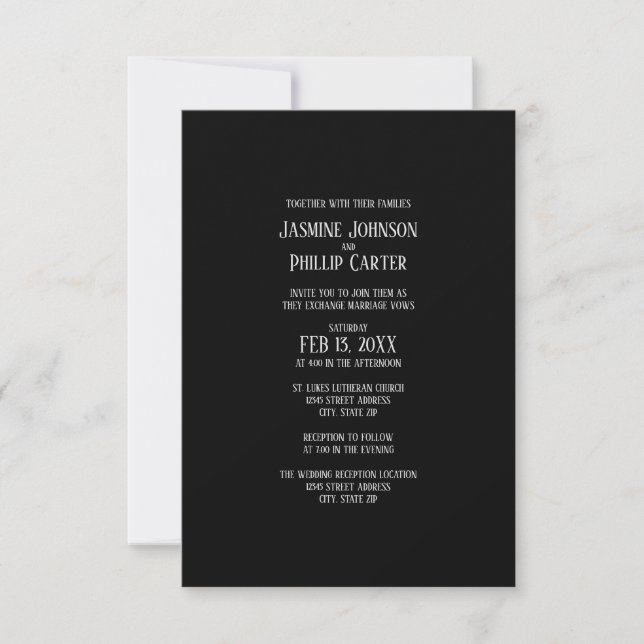 Conception simple B&G - Invitation de mariage/réce (Devant)