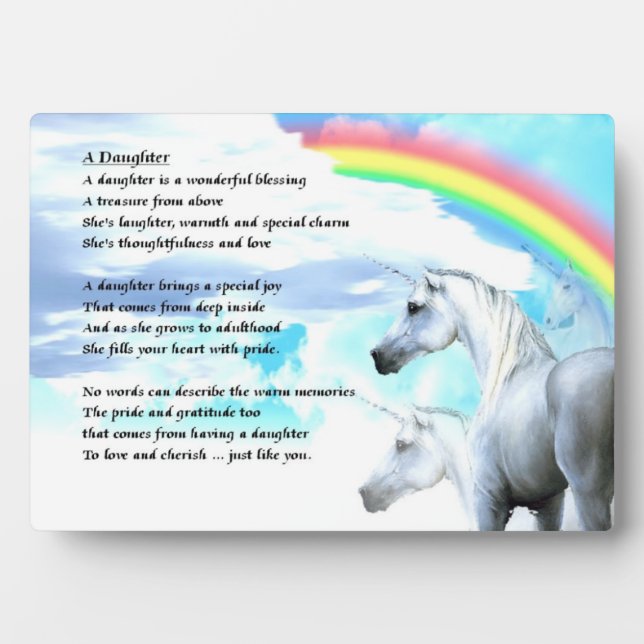 Conception Unicorne - Plaque poème fille (Devant)