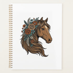 Conception vectorielle de tête de cheval floral vi