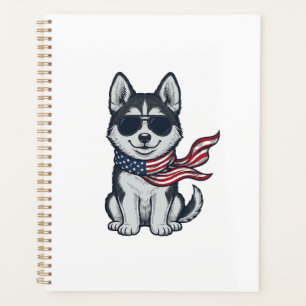 Conception vectorielle vintage d'un chiot husky pa