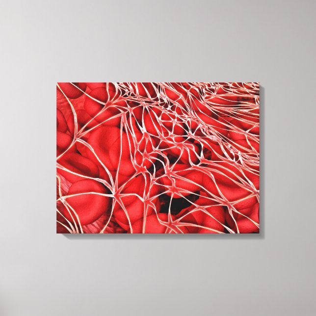 Conceptual Image Of Red Blood Cells With Fibrin Canvas Print (Front)