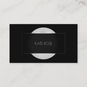 Conceptual Pearl Grey Black Silver Round Frame Vip Business Card