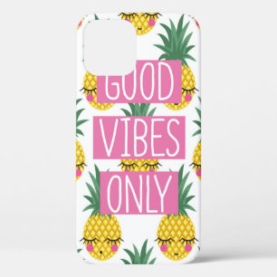 Conceptual phrase Good vibes only on seamless patt iPhone 12 Case