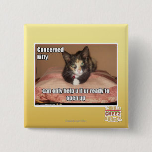 Concerned Kitty 2 Inch Square Button