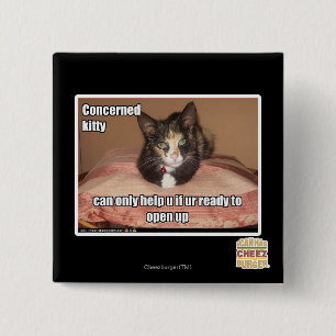 Concerned Kitty 2 Inch Square Button