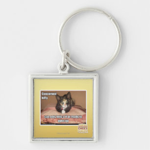 Concerned Kitty Keychain