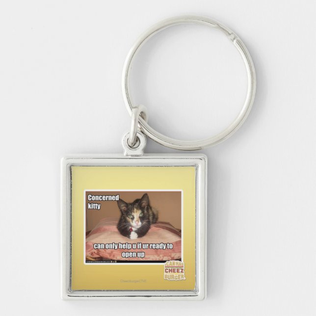 Concerned Kitty Keychain (Front)