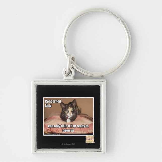 Concerned Kitty Keychain (Front)