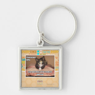 Concerned Kitty Keychain