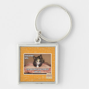 Concerned Kitty Keychain