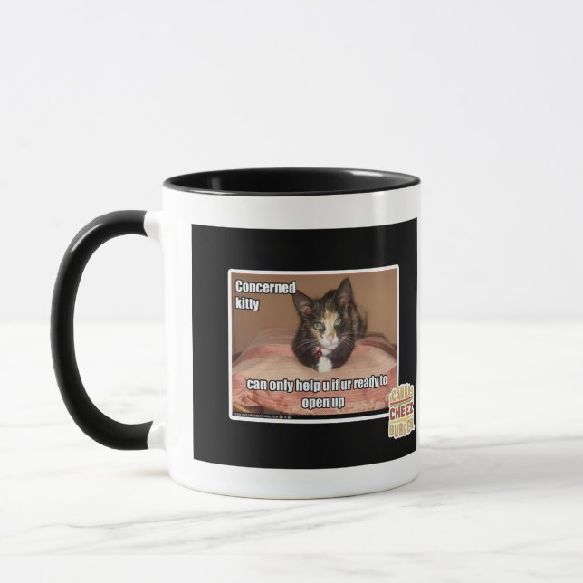 Concerned Kitty Mug (Left)