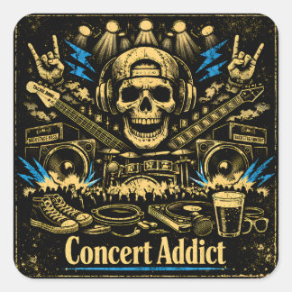 Concert Addict – Live Music Fan Culture Square Sticker