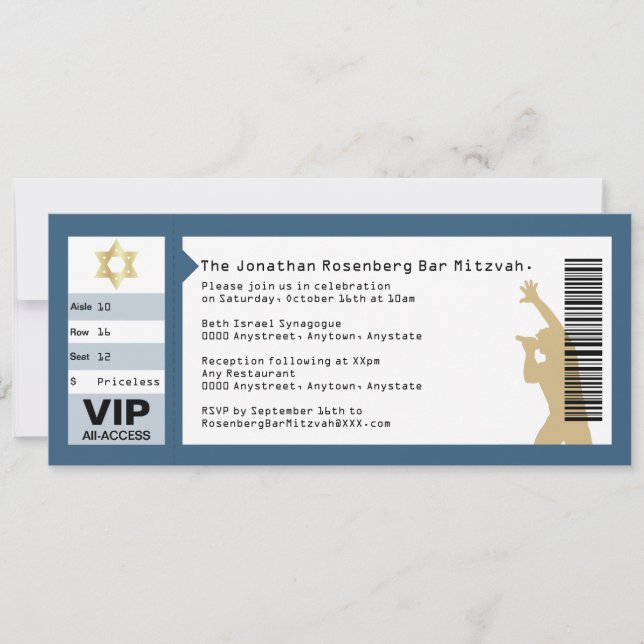 Concert Bar Mitzvah Invitation Navy Blue (Devant)
