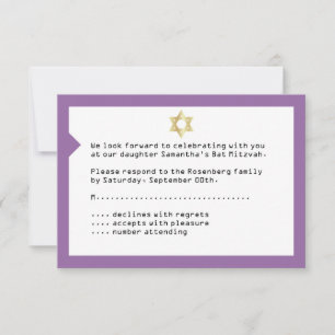 Concert Bat mitzvah de billet RSVP Reply Card Purp