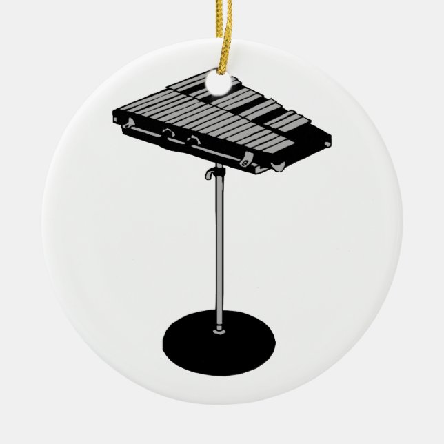 Concert Bells on Stand BW Graphic Image Ceramic Ornament (Front)