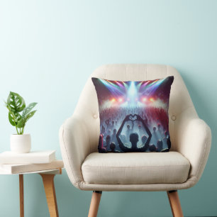 Concert Crowd With Heart Shaped Sign Throw Pillow